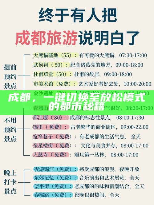 成都,一键切换至放松模式的都市秘籍